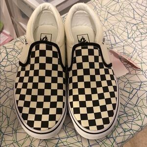 Vans Black and White Checkered Slip-On Sneakers